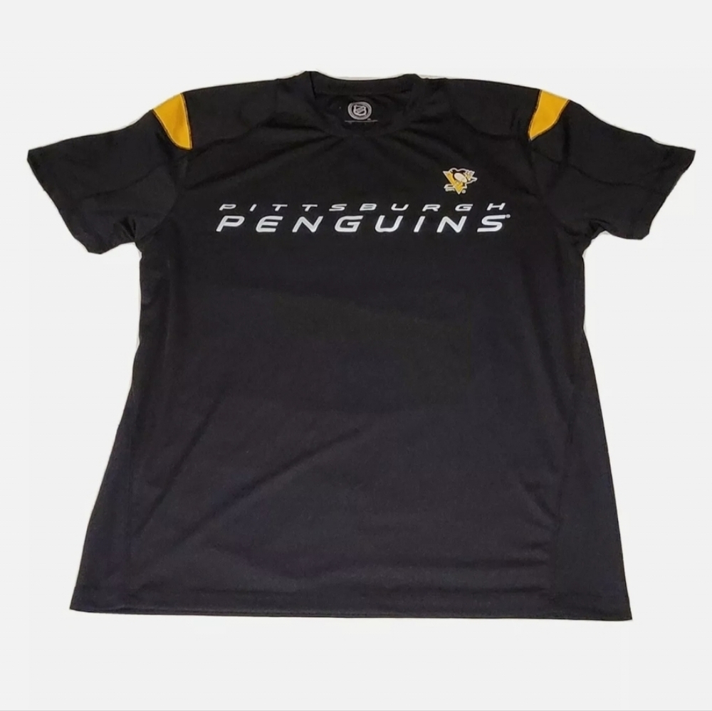 Men's Pittsburgh Penguins Hockey NHL Black Yellow Logo T-Shirt Size XL